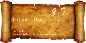 Geiger Tibor névjegykártya